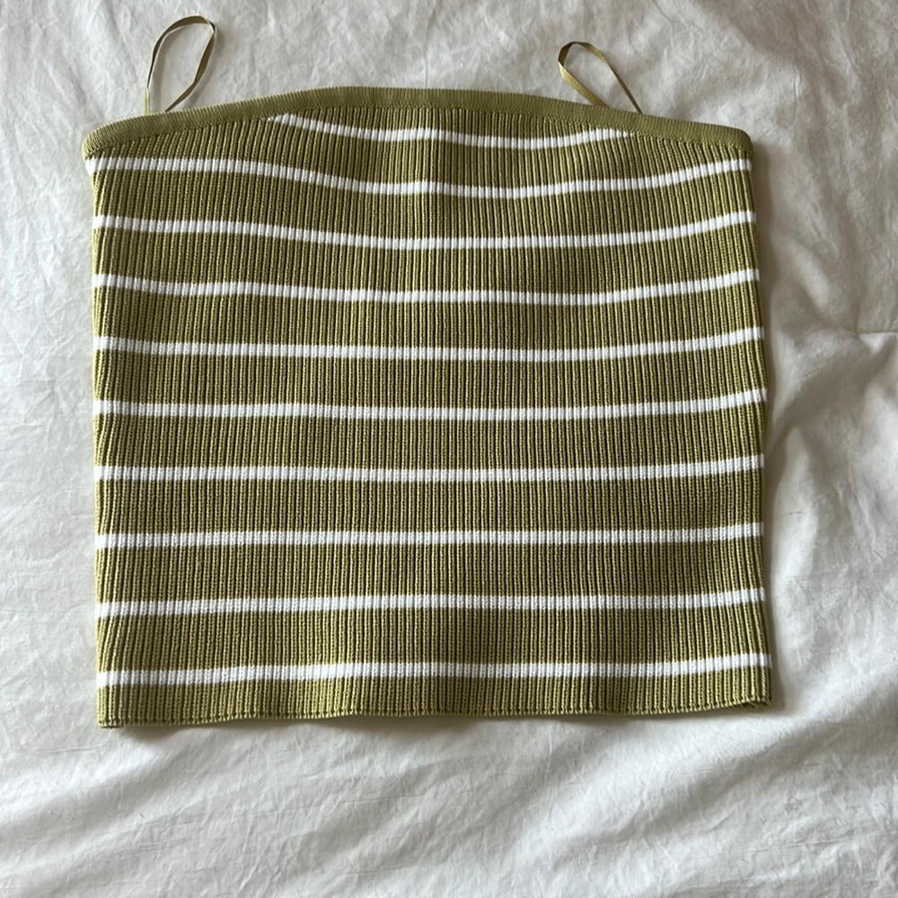 Stitch + Feather Stripe knit tube top